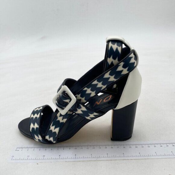 YDN Navy Sexy Ankle Strap Sandals Almond Open Toe Chunky High Heels Buckle Shoes - Picture 1 of 7